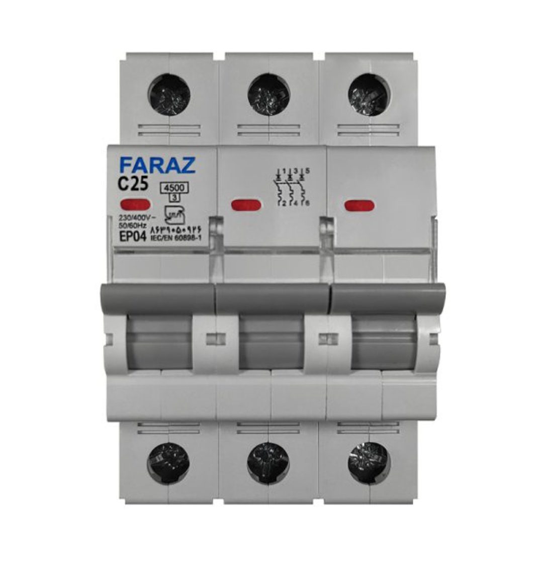 فیوز مینیاتوری سه فاز 25 آمپر فراز مدل C25 فیوز مینیاتوری سه فاز 25 آمپر فراز مدل C25
